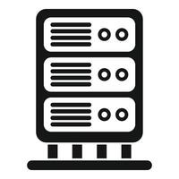 Black and white illustration of a server rack icon vector
