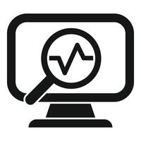 Analysis concept with magnifying glass and graph on screen vector