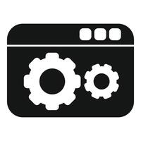 Gear icon on web browser symbol vector