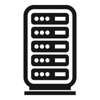 Modern server rack icon for data storage and network infrastructure in black and white vector