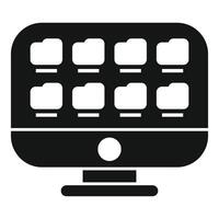 Computer monitor displaying file folders icon vector
