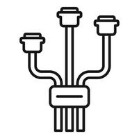 Black line art icon depicting an abstract electrical circuit with three connections vector