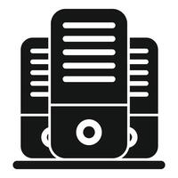 Black and white icon of a classic ribbon microphone, suitable for musicrelated designs vector