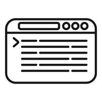 Black and white icon depicting a command line interface window vector