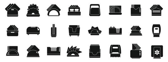 Napkin holder icons set . A collection of black and white icons for office supplies vector