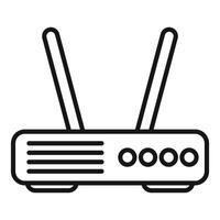 illustration of a line icon representing a wireless internet router with antennas vector