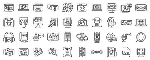 Translator app icons set . A collection of icons for various devices and applications vector