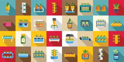 Hydroponics icons set . A collection of plants and pots in various sizes and shapes vector