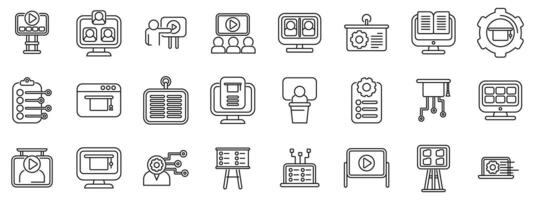 Classroom management software icons set . A set of icons for a computer screen vector