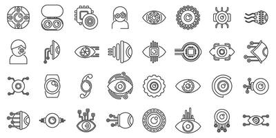Eye implants icons set . A collection of icons for technology and science vector