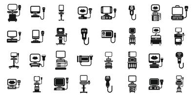 Ultrasound machine icons set . A collection of medical equipment icons vector