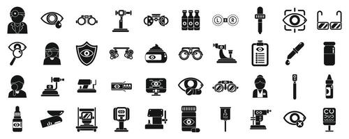 Optometrist icons set . A collection of medical icons including a stethoscope, a syringe, a bottle vector