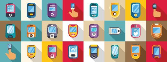 Pulse oximeter icons set . A collection of various electronic devices, including a cell phone vector