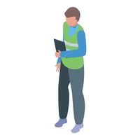 Professional engineer with clipboard isometric illustration vector