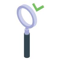 Isometric magnifying glass with check mark vector