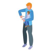 Father holding baby with care and affection vector