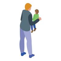 Father holding young child illustration vector