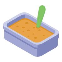 Isometric cat litter box with scoop vector