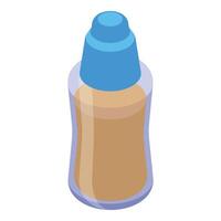 graphic of an isometric view of a closed mustard bottle with a blue cap vector