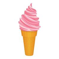 Pink soft serve ice cream cone illustration vector