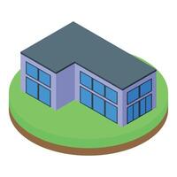 Isometric modern office building on grass base vector
