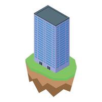 Isometric skyscraper on floating earth chunk vector