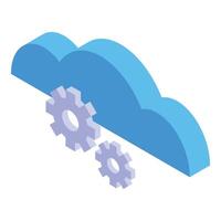 3d isometric illustration of cloud symbol with gears integration for tech concepts vector