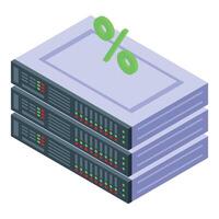 Isometric data center servers with percentage sign vector
