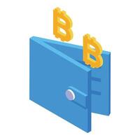 Vibrant 3d illustration of a blue digital wallet with bitcoin symbols, symbolizing cryptocurrency storage vector
