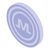 Isometric illustration of a monero xmr cryptocurrency coin on a white background vector