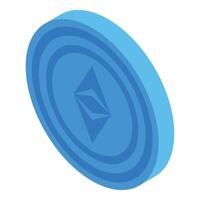 Digital illustration of an ethereum cryptocurrency coin in isometric style vector