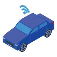 Isometric smart car with wireless connectivity symbol vector