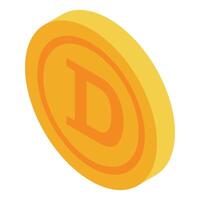 Golden coin with letter d illustration vector