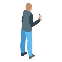 Man using smartphone while walking vector