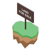 Isometric land for sale sign on a floating plot vector