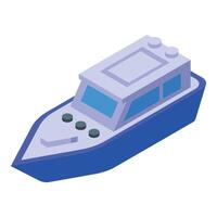 Vibrant illustration of a modern isometric blue speedboat on a white background vector