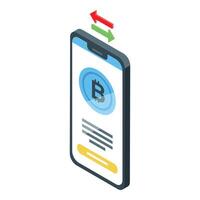 Isometric cryptocurrency mobile trading concept vector