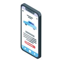 Isometric smartphone with online car booking app interface vector
