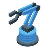 3d isometric illustration of a blue robotic arm on a round base, depicted on a white background vector