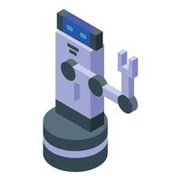 3d isometric illustration of a futuristic robot with a wrench vector