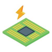 Isometric cpu and lightning bolt icon vector