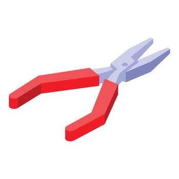 3d graphic of redhandled pliers in an isometric view, perfect for toolrelated designs vector