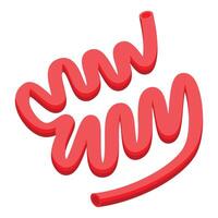 Vibrant red squiggle line isolated on a white background, suitable for various designs vector