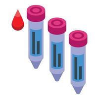 Set of isometric blood test tubes with droplet vector