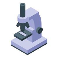 3d isometric illustration of a modern microscope, depicted in a minimalist style vector