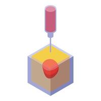 3d isometric syringe and cube illustration vector