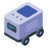 Isometric portable solar generator on wheels vector