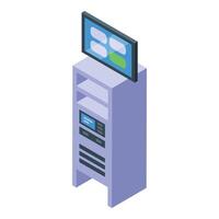 Isometric computer server rack icon vector