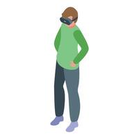 Isometric person using virtual reality headset vector