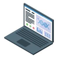 Isometric genome sequencing data on laptop screen vector